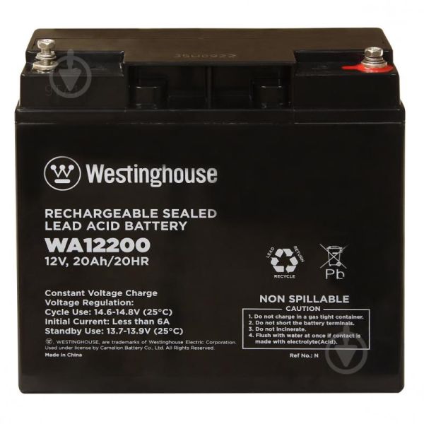 Акумулятор terminal WESTINGHOUSE 12V 20Ah T12 (WA12200N-T12)