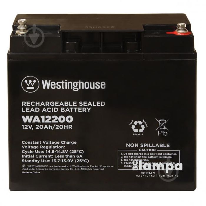 Акумулятор terminal WESTINGHOUSE 12V 20Ah T12 (WA12200N-T12)