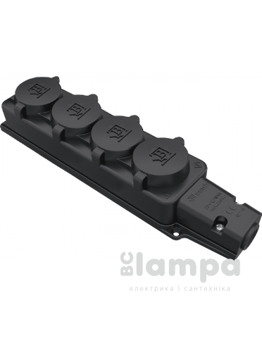 Розетка BEMIS 4-я с з/к 16А с кришками каучук (92742)