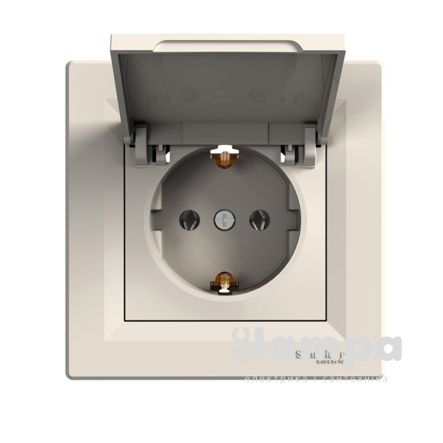 Schneider Electric Asfora крем розетка 1- на з/к + кришка (ЕРН3100123)