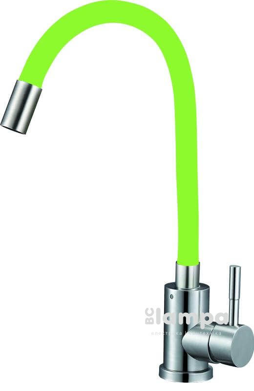 Смеситель SOLONE кухня боковая EZA4-F090GN зеленый, гибкий излив (2520)