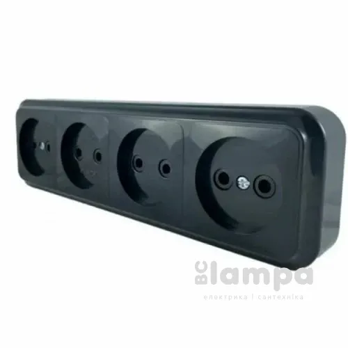 Розетка 4- на без з/к MARSHEL чорна RO16-252