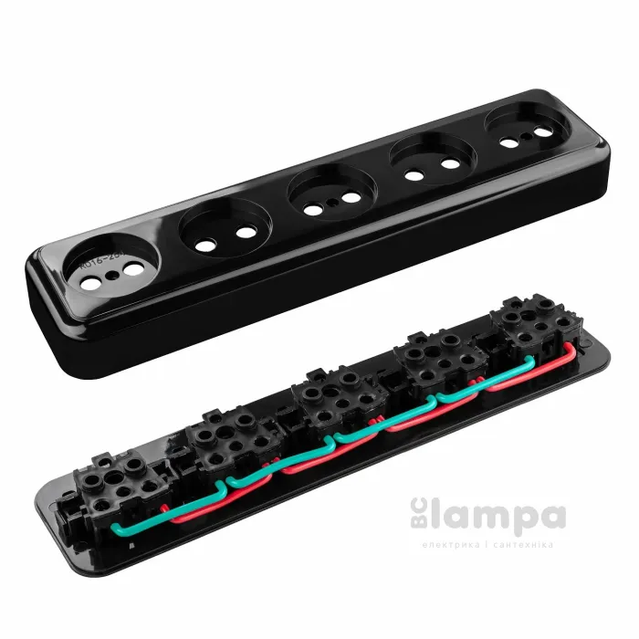 Розетка 5- на без з/к MARSHEL чорна RO16-254