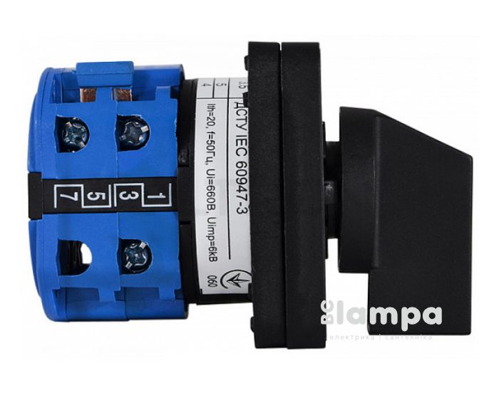 Перемикач пакетний типу ПКП Е9 20А/2.841 (0-1-2-3 вибір фази) АСКО (0110010055)