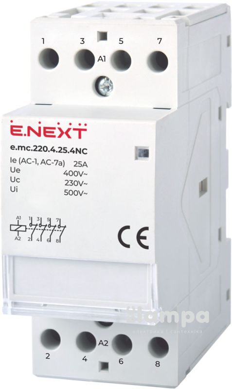 Контактор модульний e.Next e.mc.220.4.25.4NC, 4P 25А, 4NC 220В (p005024)