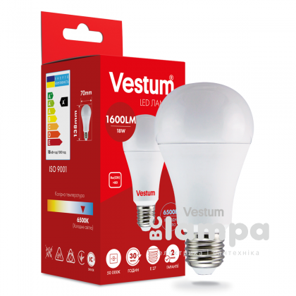 Лампа VESTUM LED  A70 18W Е27 6500K 220V (1-VS-1113)