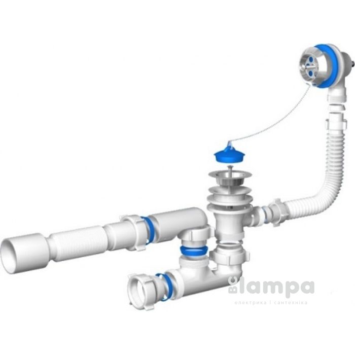 Сифон АНИ (Е256) ванна гофра 40/50 + колено регулируемый (1738/42447)