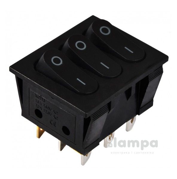 Переключатель 3-х клавишный KSD2-3101 В/В черный (А0140040119)