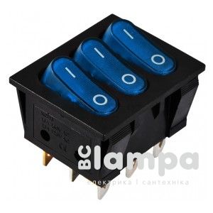 Переключатель 3-х клавишный KSD2-3101N C3-BL/B 220V синий с подсветкой (А0140040122)