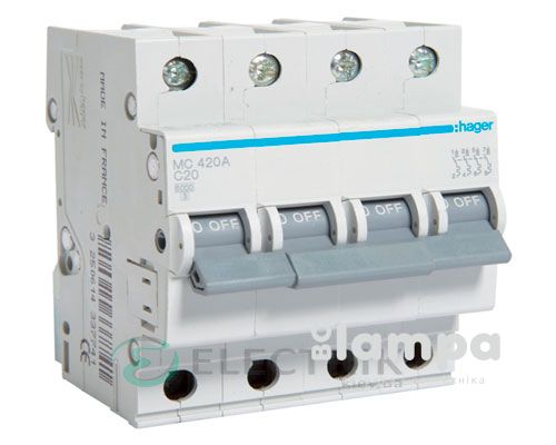 Автоматичний вимикач Hager MC420A 4p 20A C