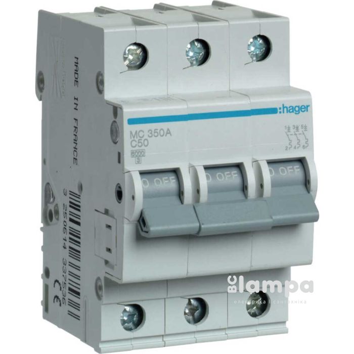 Автоматичний вимикач Hager MC350A 3p 50A C