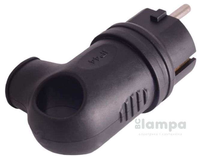 Вилка кутова LEMANSO с з/к 16А каучук з кільцем (LMA077)