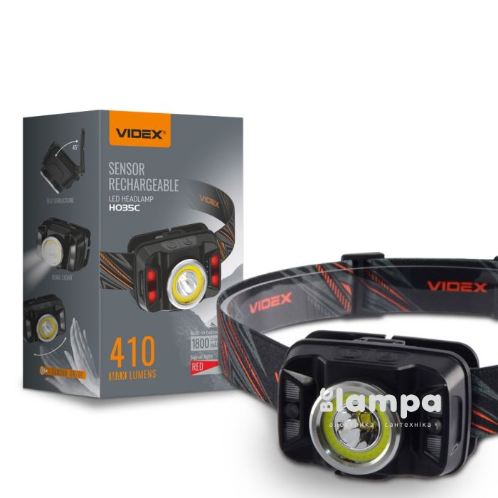 Фонарик налобний VIDEX  410Lm 5000K (VLF-H035C/26571) сенсор