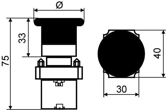 Кнопка АСКО XB2-BS442 безопасности Stop NC поворотная Ø30мм (0140010082)