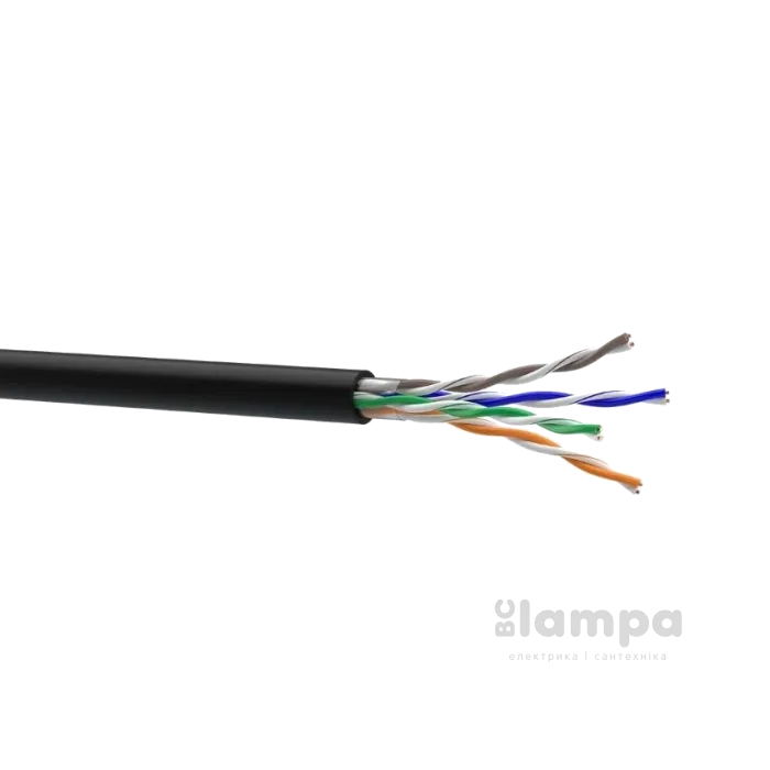 Kабель Ethernet UTP 4×2×0.51 cat.5e ЗЗКМ  мідний чорний зовнішній