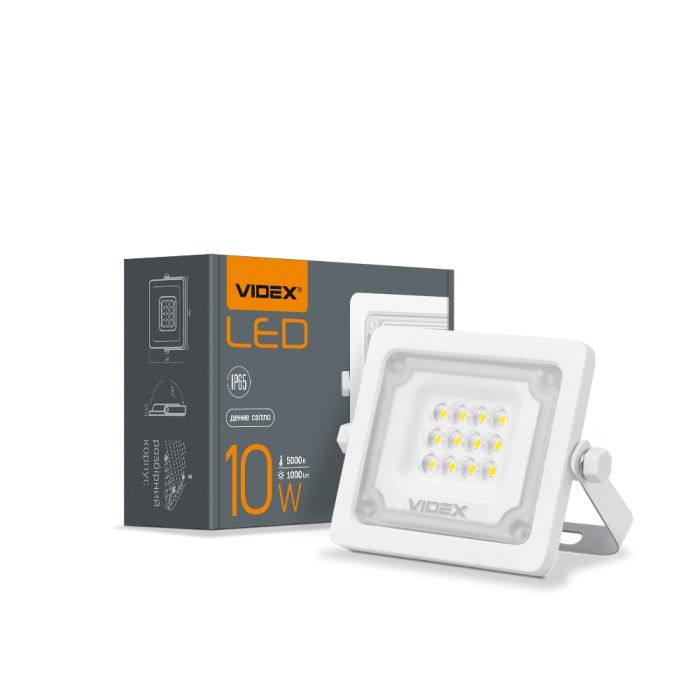 Прожектор VIDEX LED  10W 5000K 200V с датчиком движения и освещения (VL-F2e-105W-S)