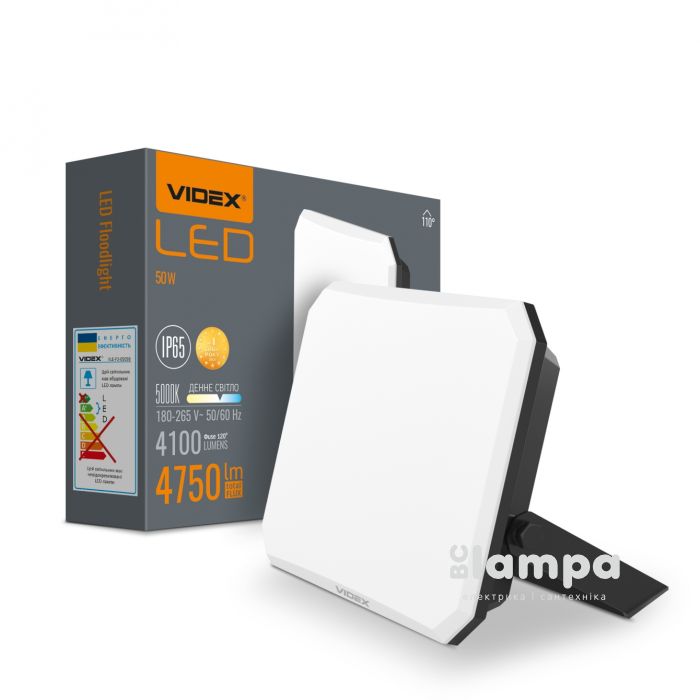 Прожектор VIDEX LED  50W 5000K 220V Black (VLE-F3-0505B/27715)