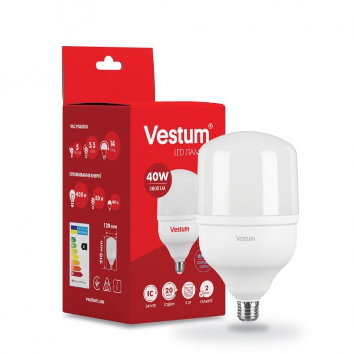 Лампа VESTUM LED T120 40W Е27 6500K 220V (1-VS-1603)