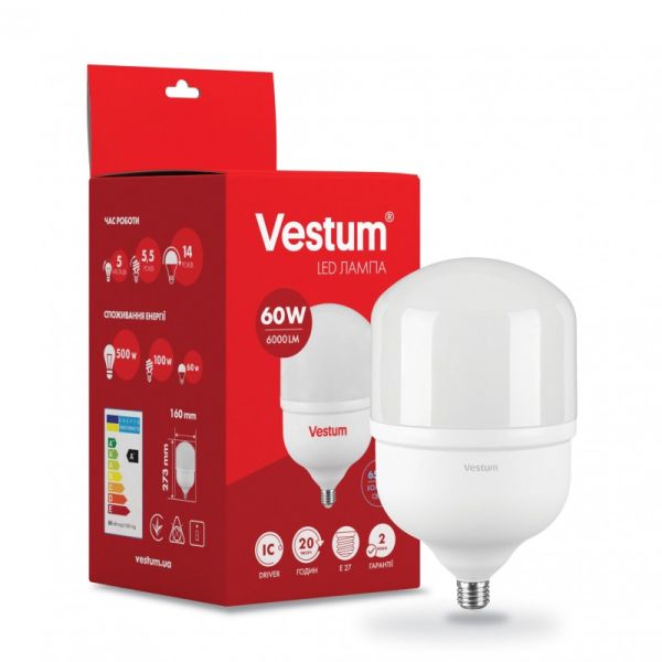 Лампа VESTUM LED T160 60W Е27 6500K 220V (1-VS-1605)