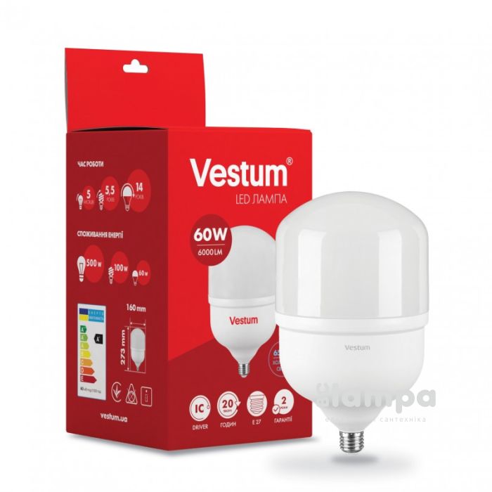Лампа VESTUM LED T160 60W Е27 6500K 220V (1-VS-1605)