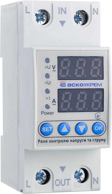 Реле напруги АСКО модульне Din RKV-63A з контролем струму (A0010230002)