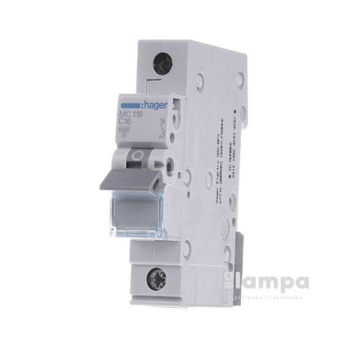 Автоматичний вимикач Hager MC116A 1p 16A C