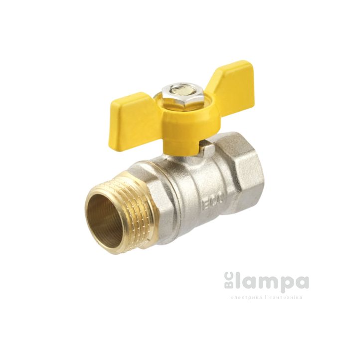 Кран газовий 1/2 HB DN15 жовта бабочка EKB-11-Y (53327)