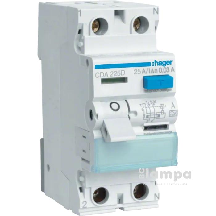 ПЗВ, реле диференційного струму Hager  CDA225D 2.25.30 типА France