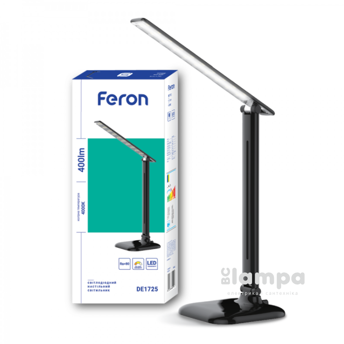 Светильник настольный FERON LED DE1725 9W чорный, регулирование