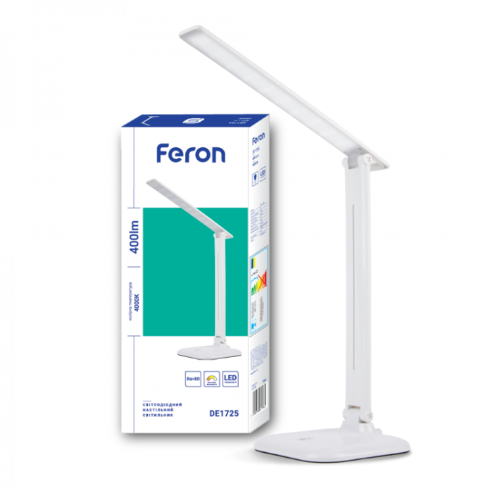 Светильник настольный FERON LED DE1725 9W белый, регулирование