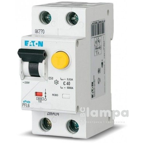 АД, вимикач диф.струму з захистом від надструмів Eatone PFL6 - 2/32/1N/C/003 (286470) Serbia