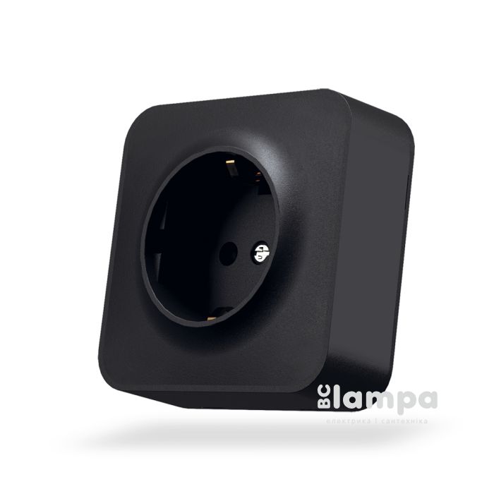 IP20 Розетка 1- на З/К зовнішня чорна Videx Binera VF-BNS21G-BG (27075)