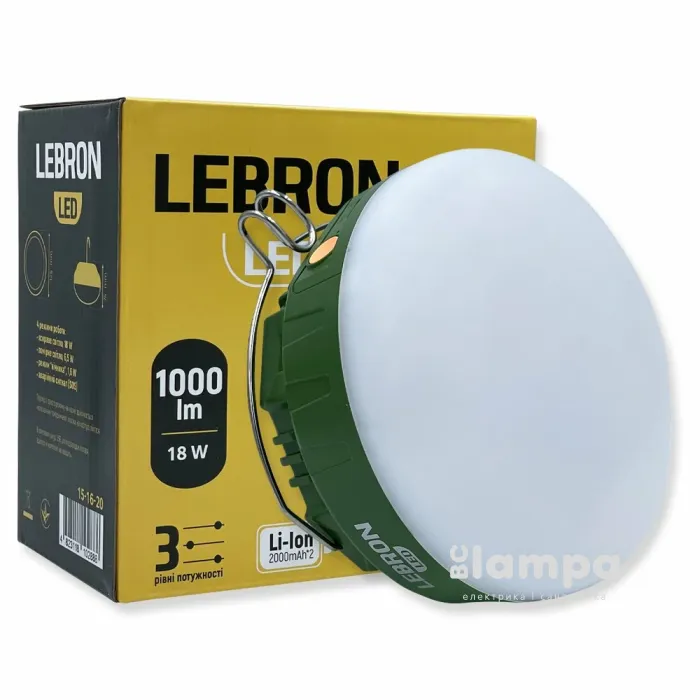 Ліхтар акумуляторний кемпінговий LEBRON LED 18W 2000mAh*2 Li-Lon USB (L-HL-620)
