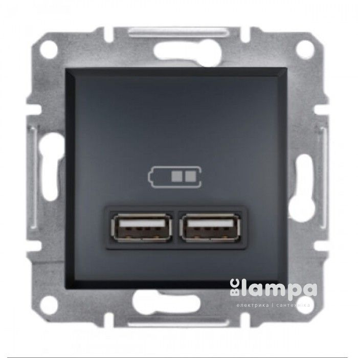 Schneider Electric Asfora антрацит розетка USB 2,1А (EPH2700271)