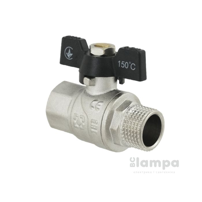 Кран кульовий 1/2 HB RAFTEC RED DN15 чорна бабочка (39499)