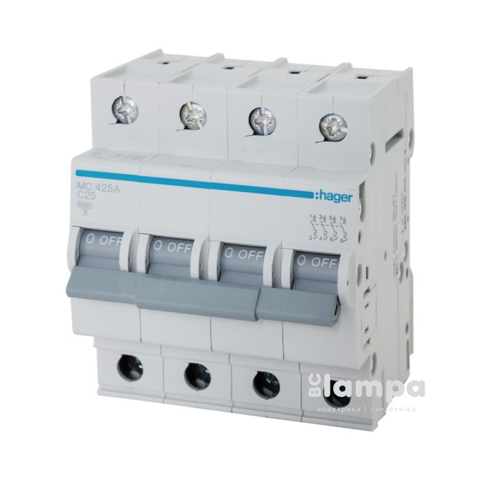 Автоматичний вимикач Hager MC425A 4p 25A C
