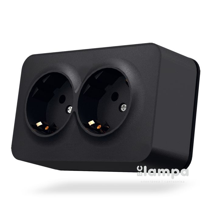 IP20 Розетка 2- на З/К зовнішня чорна Videx Binera VF-BNS22G-BG (27077)