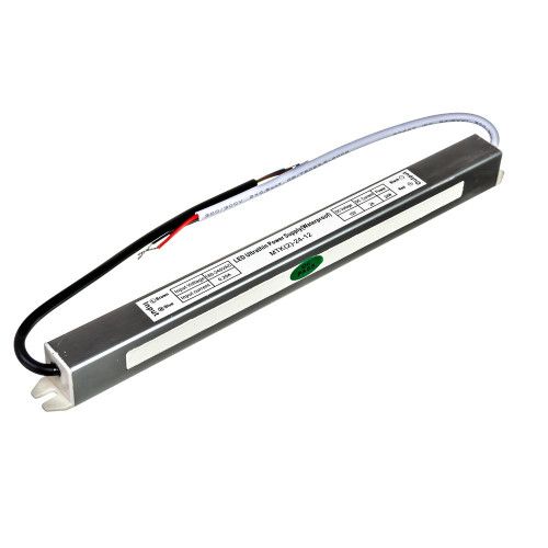 Трансформатор электр. для LED ленты металл ±12V/ 24W (2,0А) IP67 SLIM (01400072/1013398)