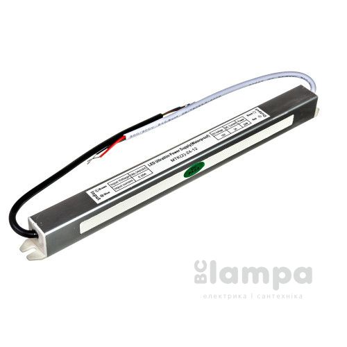 Трансформатор электр. для LED ленты металл ±12V/ 24W (2,0А) IP67 SLIM (01400072/1013398)