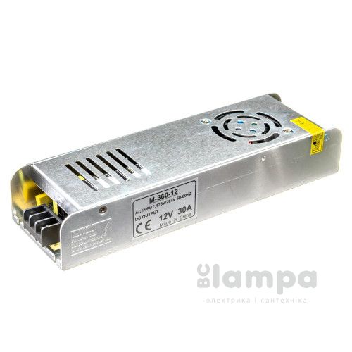 Трансформатор электр. для LED ленты металл ±12V/360W(30,0А) серия M IP20 (1013404)