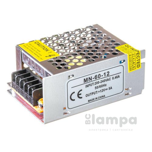 Трансформатор электр. для LED ленты металл ±12V/ 60W(5,0А) 85*60*33 IP20 сетка (1013424)