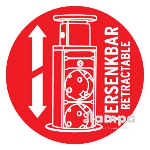 Подовжувач 3гн.  2м  з/к вертикальний, вбудований Ø60мм, Brennenstuhl Tower Power