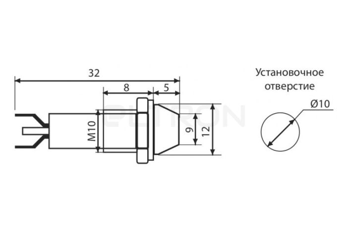 Арматура светосигнальная AD22C-?10 красная 220V АСКО металл/пайка (0140030124)