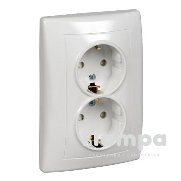 Розетка SCHNEIDER Sedna SDN3000421 2-ная с з/к с защ. штор белая