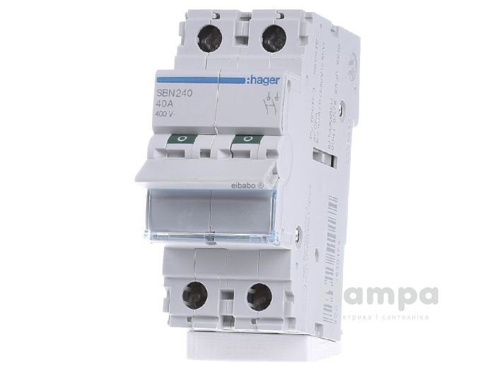 Вимикач навантаження Din  2Р 40А "1-0" HAGER (SBN240/143008)