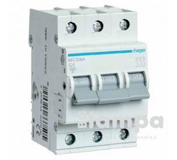 Автоматичний вимикач Hager MC306A 3p  6A C