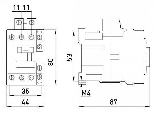 Контактор e.industrial.ukc.18.230, 18А, 230В, 1no+1nc (i.0090059)