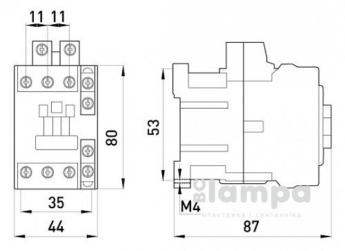 Контактор e.industrial.ukc.25.400, 25А, 400В, 1no+1nc (i.0090062)