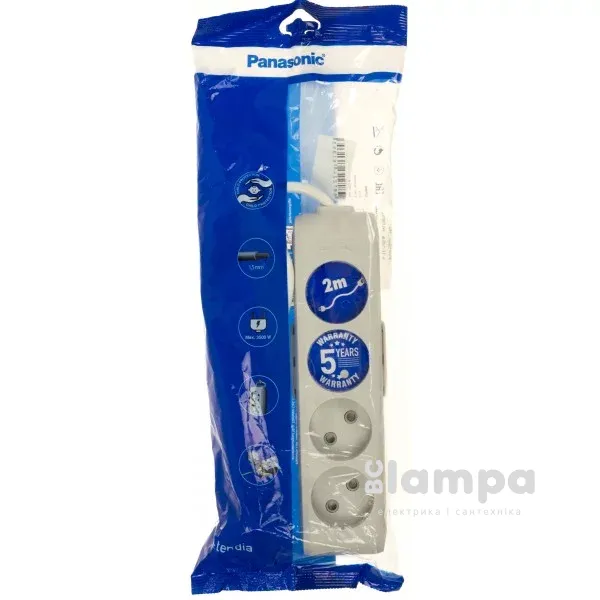 Подовжувач 4гн.  2м  без з/к+ шторки сірий X- tendia (B02422GR-UA) Panasonic