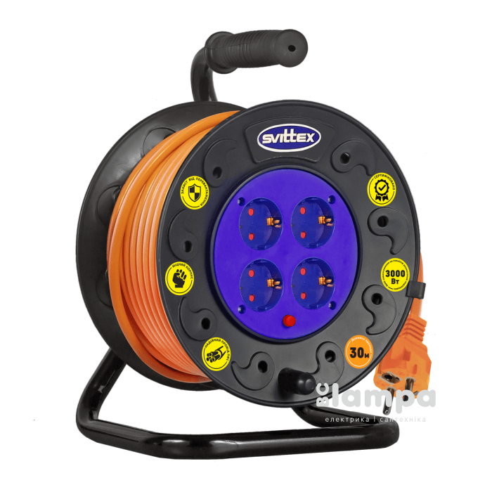 Подовжувач на котушці 30 м ПВС 3*1,5mm²  Svittex